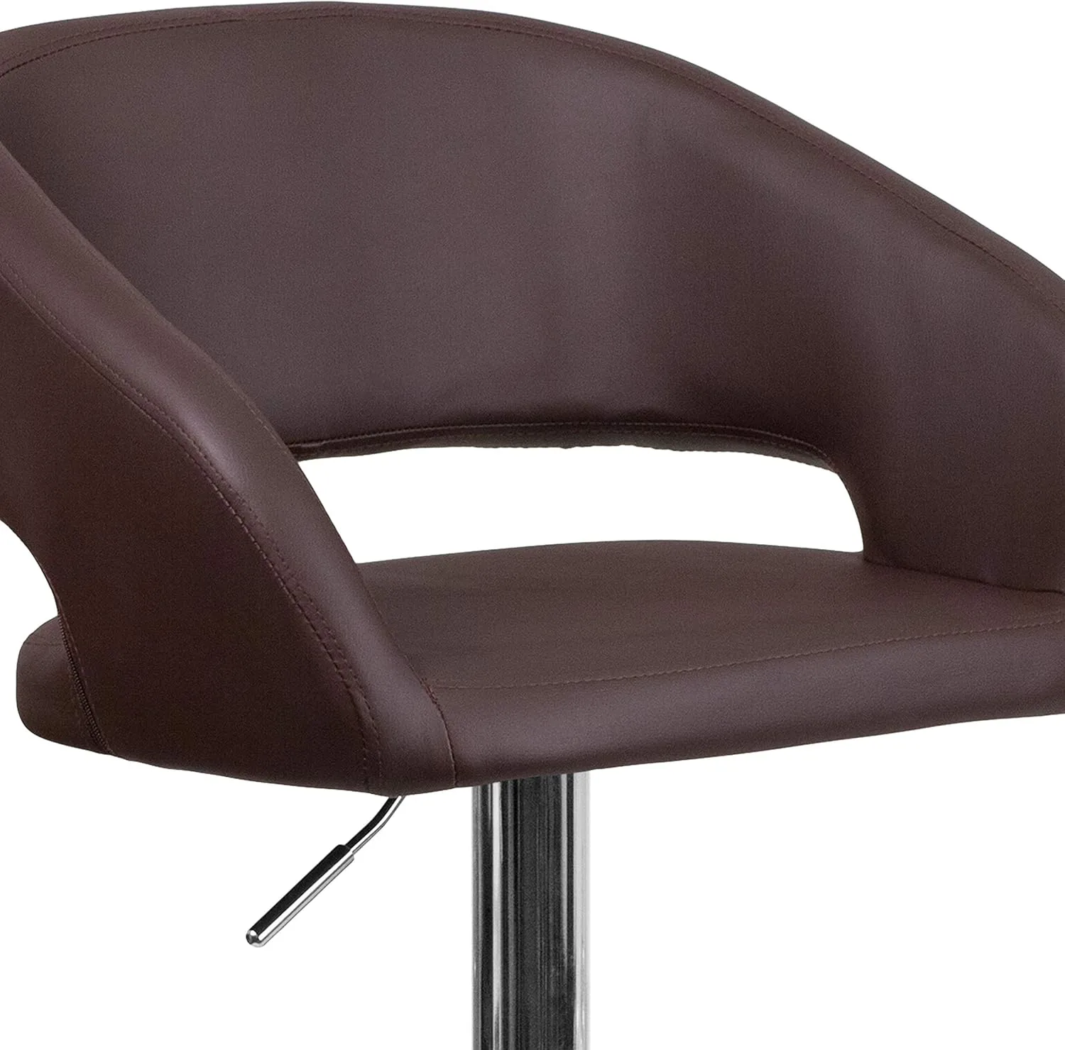 Flash Furniture Erik Comfortable & Stylish Contemporary Barstool with Rounded Mid-Back and Foot Rest, Adjustable Height - Brown Vinyl with Chrome Base