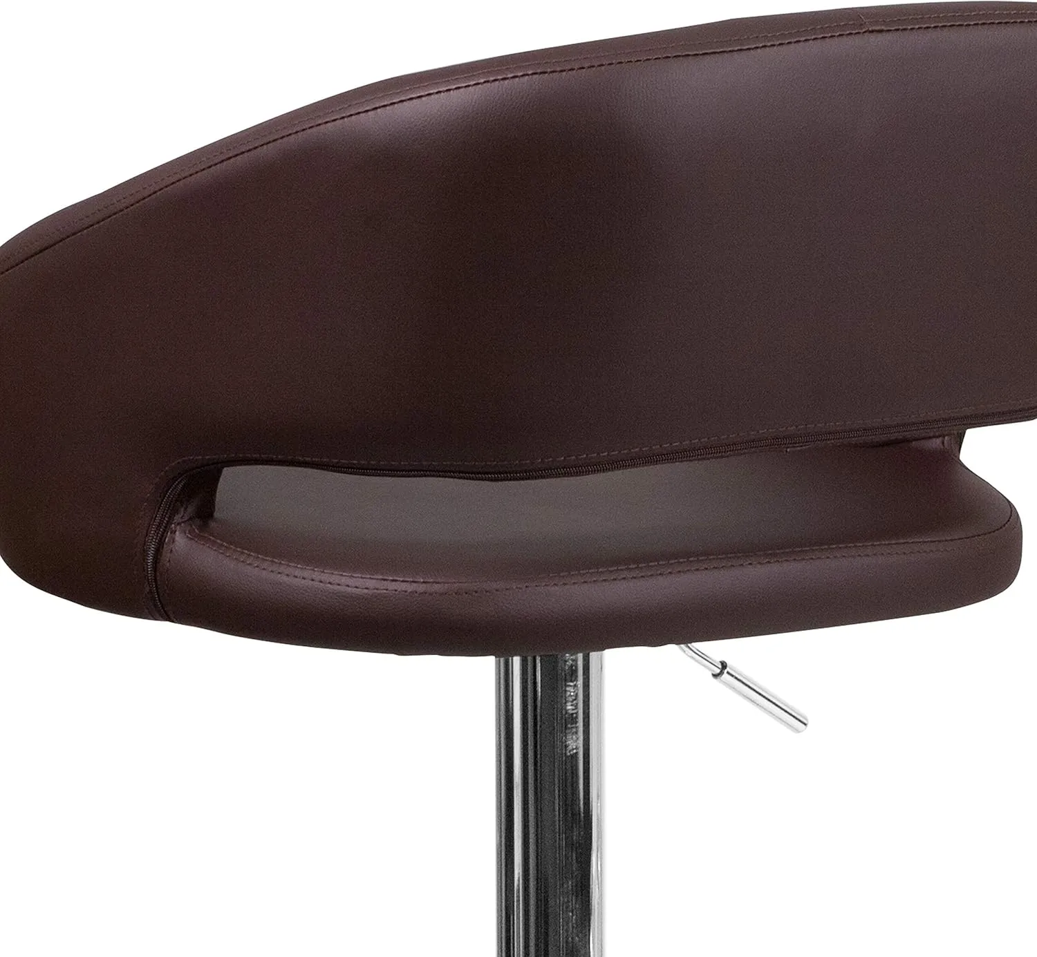 Flash Furniture Erik Comfortable & Stylish Contemporary Barstool with Rounded Mid-Back and Foot Rest, Adjustable Height - Brown Vinyl with Chrome Base