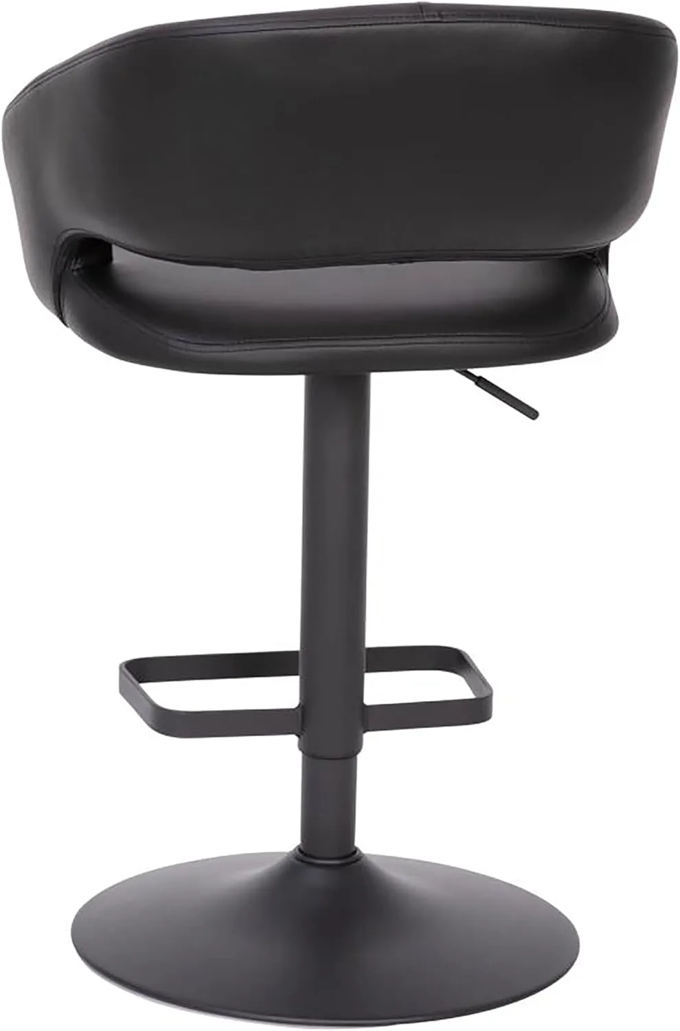 Flash Furniture Erik Contemporary Adjustable Height Barstool with Footrest and Rounded Mid-Back, Upholstered Bar or Counter Height Stool, Black
