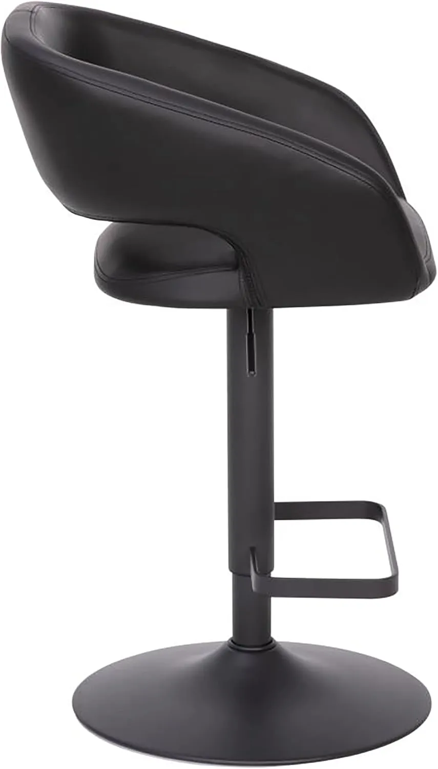 Flash Furniture Erik Contemporary Adjustable Height Barstool with Footrest and Rounded Mid-Back, Upholstered Bar or Counter Height Stool, Black