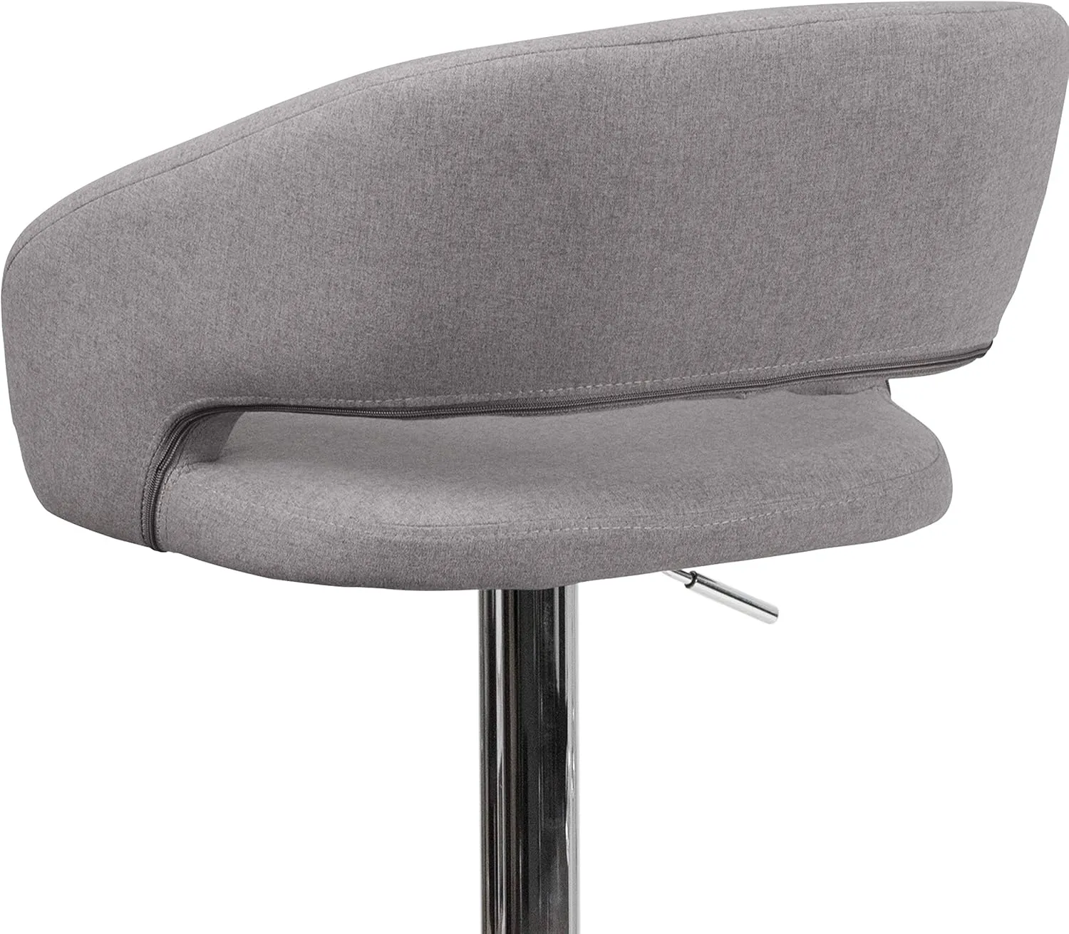 Flash Furniture Erik Contemporary Adjustable Height Barstool with Footrest and Rounded Mid-Back, Upholstered Bar or Counter Height Stool, Gray/Chrome