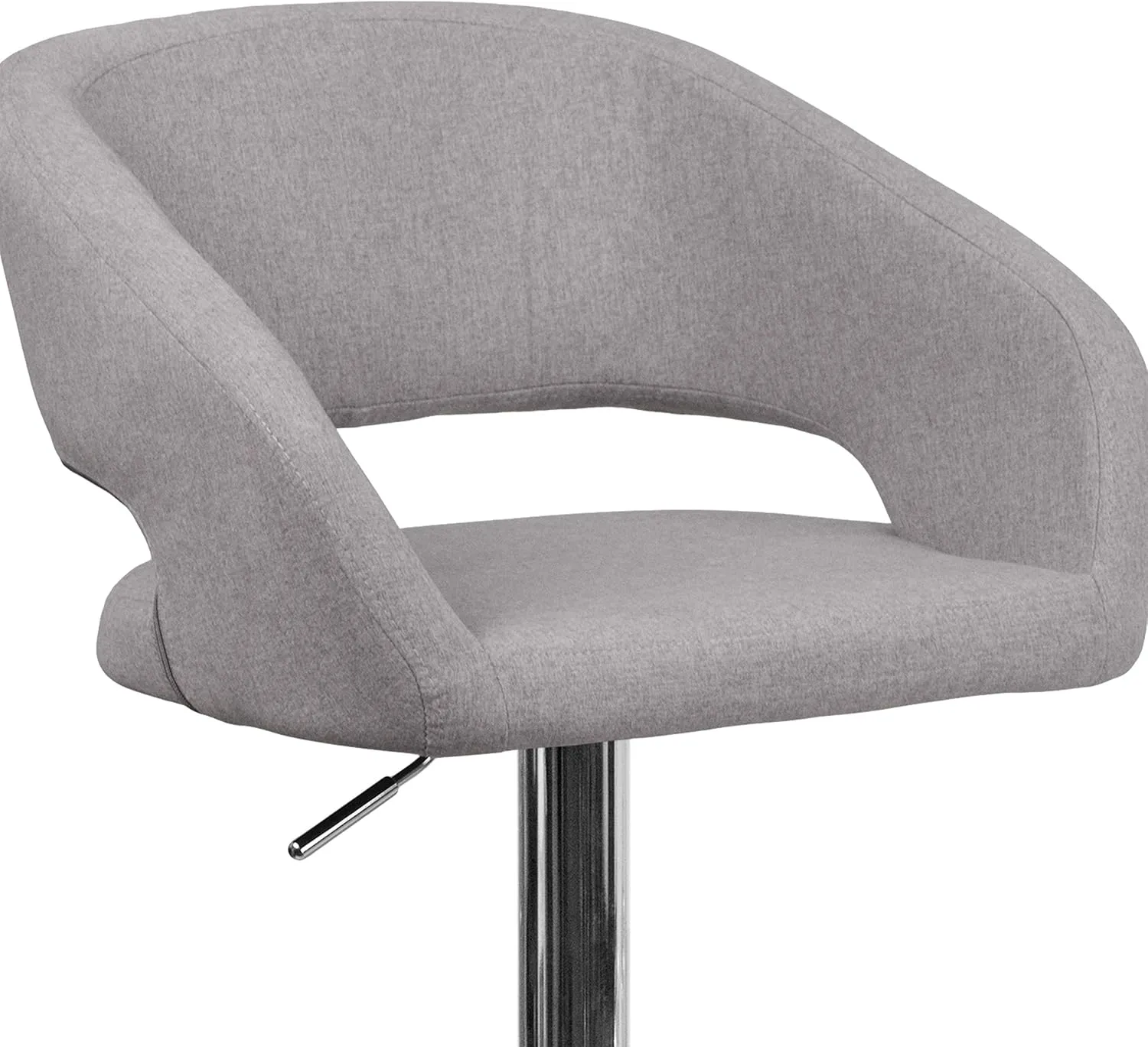 Flash Furniture Erik Contemporary Adjustable Height Barstool with Footrest and Rounded Mid-Back, Upholstered Bar or Counter Height Stool, Gray/Chrome