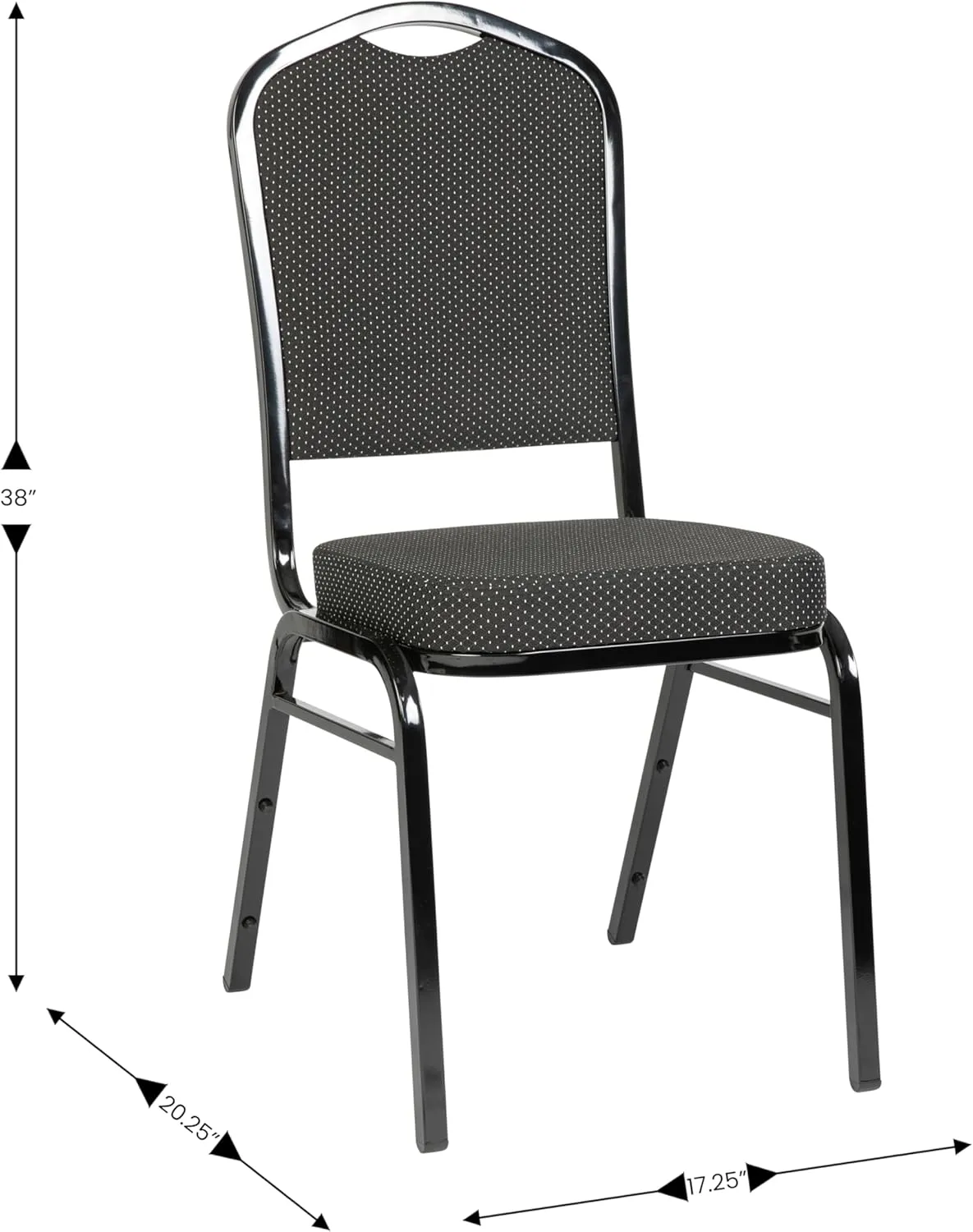 Flash Furniture Hercules Series Crown Back Stacking Banquet Chair in Black Patterned Fabric - Black Frame