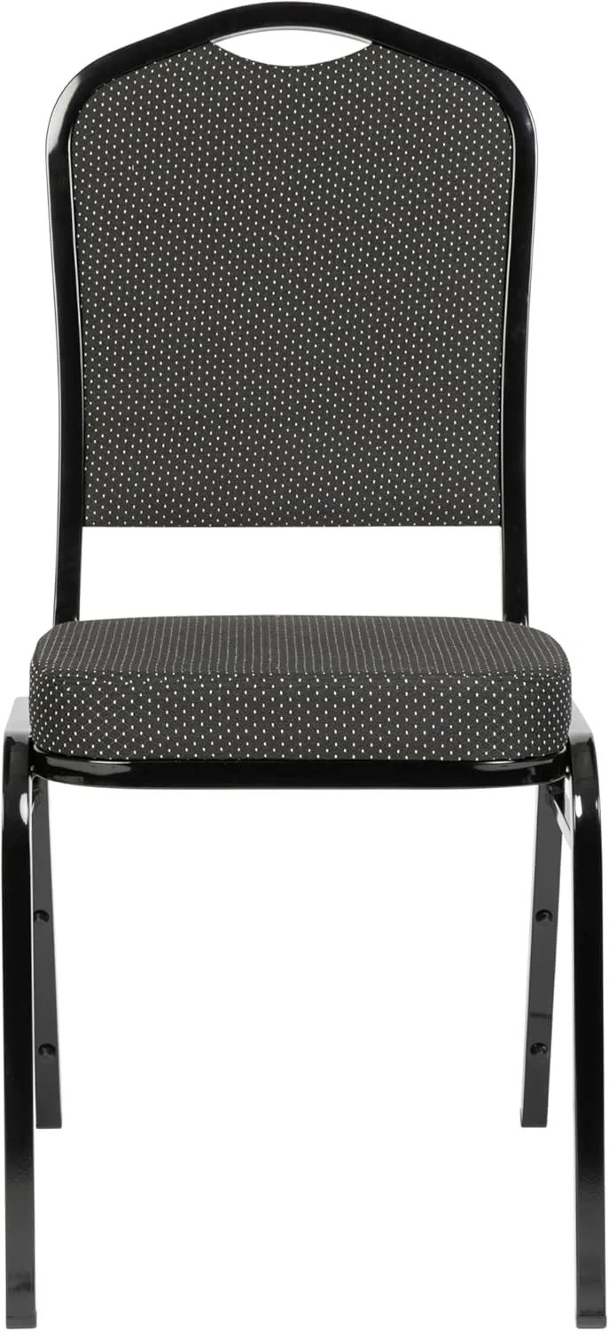 Flash Furniture Hercules Series Crown Back Stacking Banquet Chair in Black Patterned Fabric - Black Frame