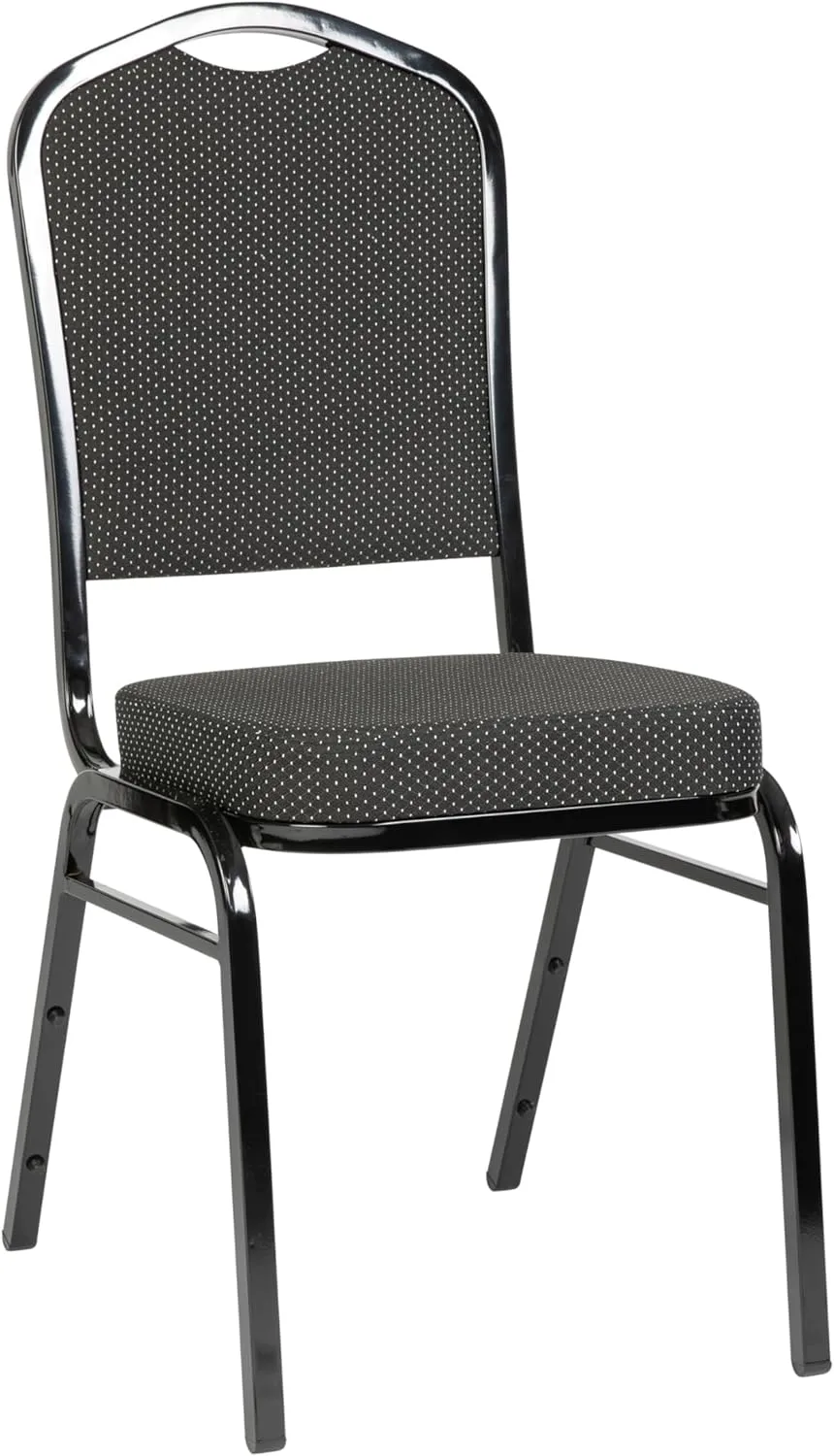 Flash Furniture Hercules Series Crown Back Stacking Banquet Chair in Black Patterned Fabric - Black Frame