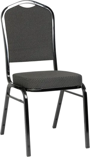 Flash Furniture Hercules Series Crown Back Stacking Banquet Chair in Black Patterned Fabric - Black Frame