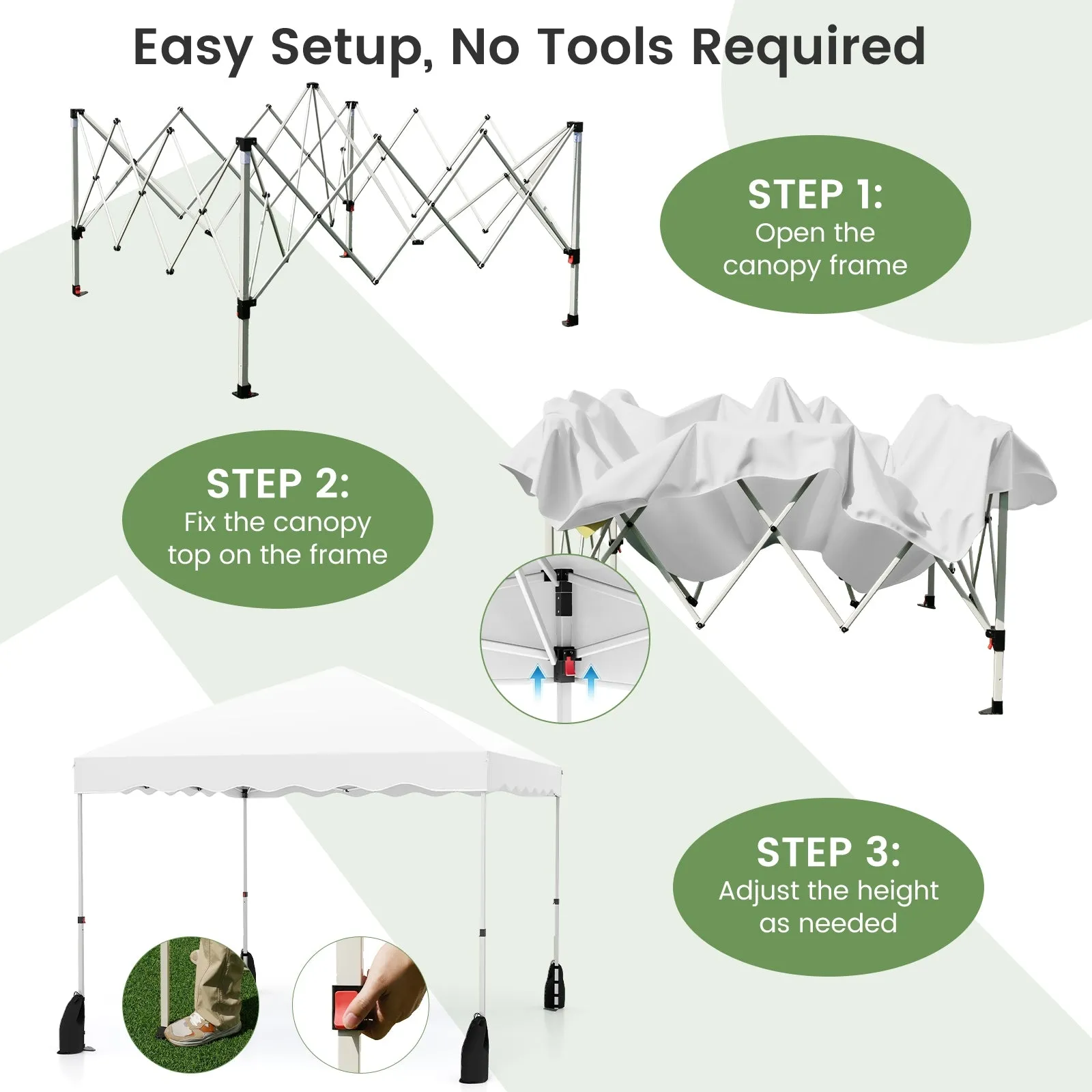Foldable 10 X 10 Feet Pop up Canopy Tent with Wheeled Bag-White