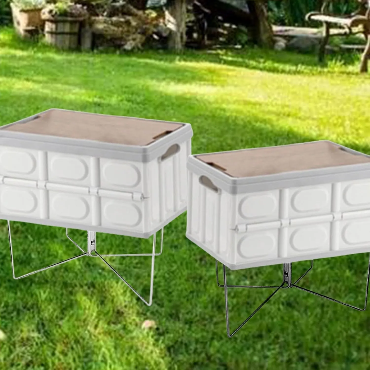 Foldable Cooling Stand Camping Furniture Sturdy Folding Ice Box Holder Fridge Ice Box Holder Luggage Rack for Home Hiking BBQ