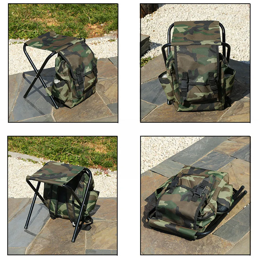 Folding Camping Fishing Chair Backpack Fishing Stool Backpack with Picnic Bag for Outdoor Hiking Seat Bag - Online Only