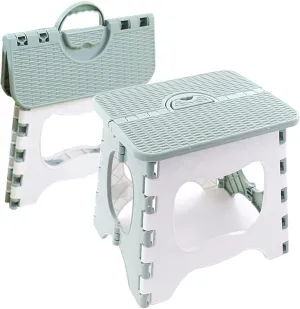 Folding Step Stool Compact Plastic Foldable Step Stool Holds Up to 300 lbs,12 inches,30cm,Non-Slip(Green) 1PCS
