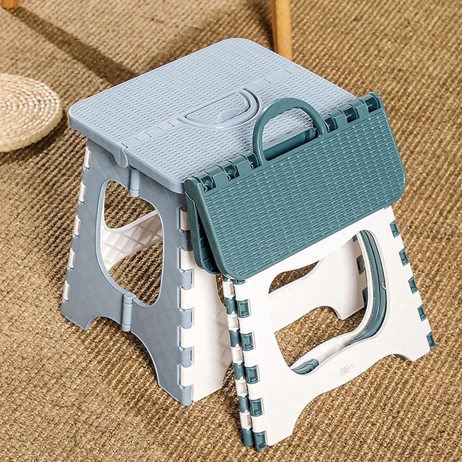 Folding Step Stool Compact Plastic Foldable Step Stool Holds Up to 300 lbs,12 inches,30cm,Non-Slip(Green) 1PCS
