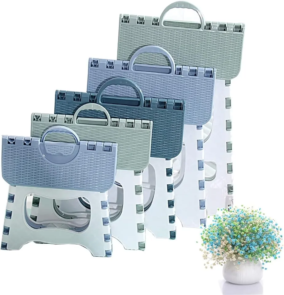 Folding Step Stool Compact Plastic Foldable Step Stool Holds Up to 300 lbs,12 inches,30cm,Non-Slip(Green) 1PCS