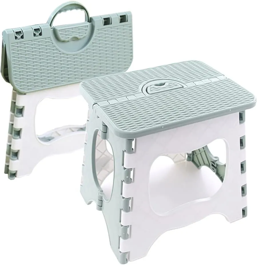 Folding Step Stool Compact Plastic Foldable Step Stool Holds Up to 300 lbs,12 inches,30cm,Non-Slip(Green) 1PCS