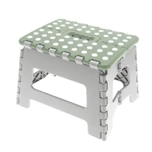 Folding Step Stool Non Slip Top Strong Durable Grey Sage 23cm
