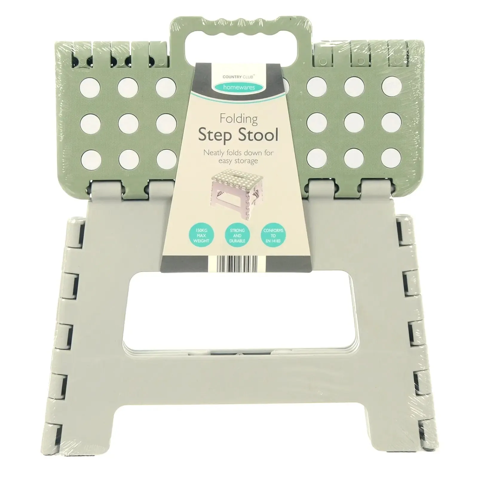 Folding Step Stool Non Slip Top Strong Durable Grey Sage 23cm
