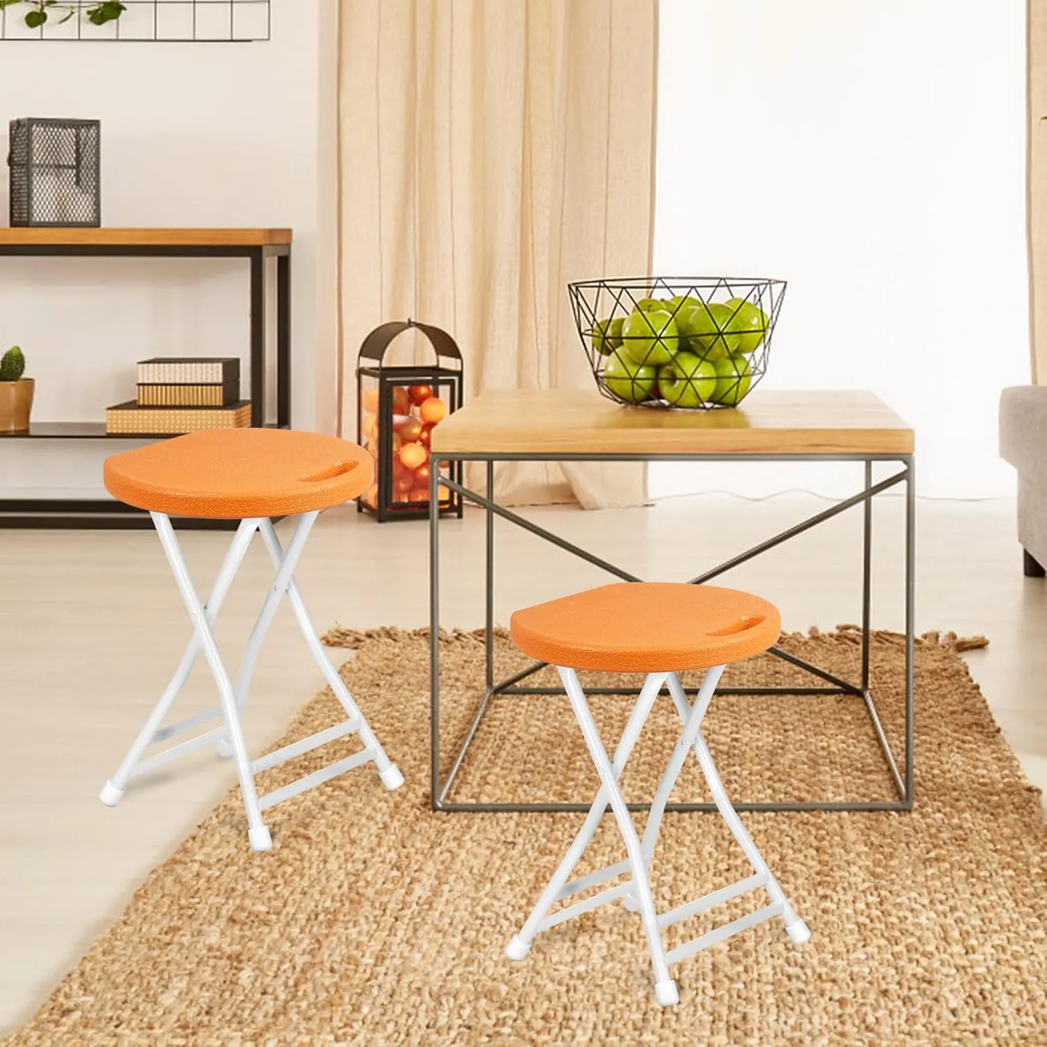 Folding Stool with Handle,Folding Chair,Folding Bar Stool with Non-Slip Feet,600 lbs Capacity,Indoor and Outdoor Foldable Stool for Adults(13"×11.5"×18")