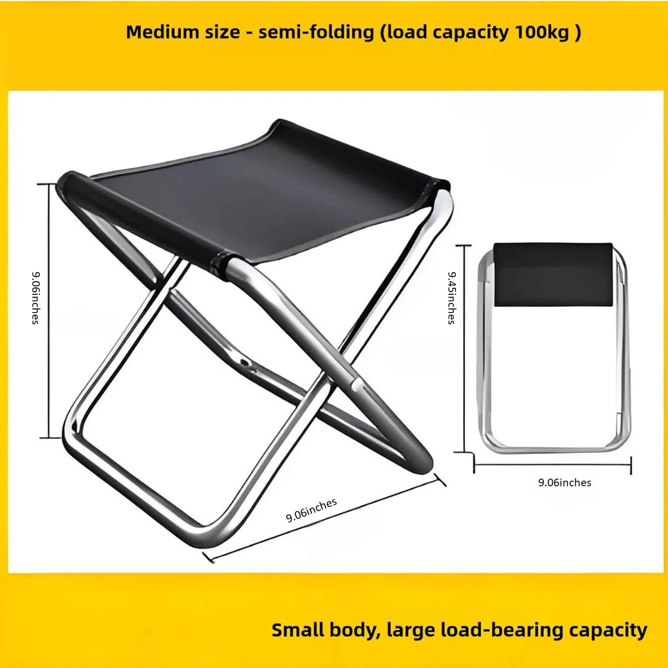 Folding Stools for Adults, Portable Chairs for Adults, Camping Foot Rest for Lightweight Compact Chair, Small Folding Chair for Outdoor Hiking,Backpacking,Fishing, Picnic (Large Size, Fully Folded)