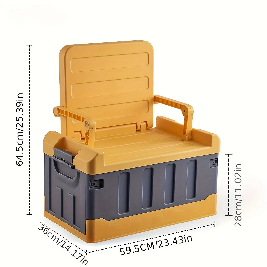 Folding Storage Stool with Backrest