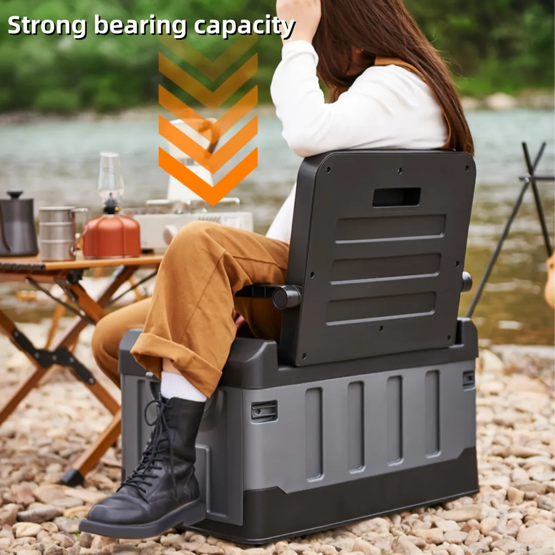 Folding Storage Stool with Backrest