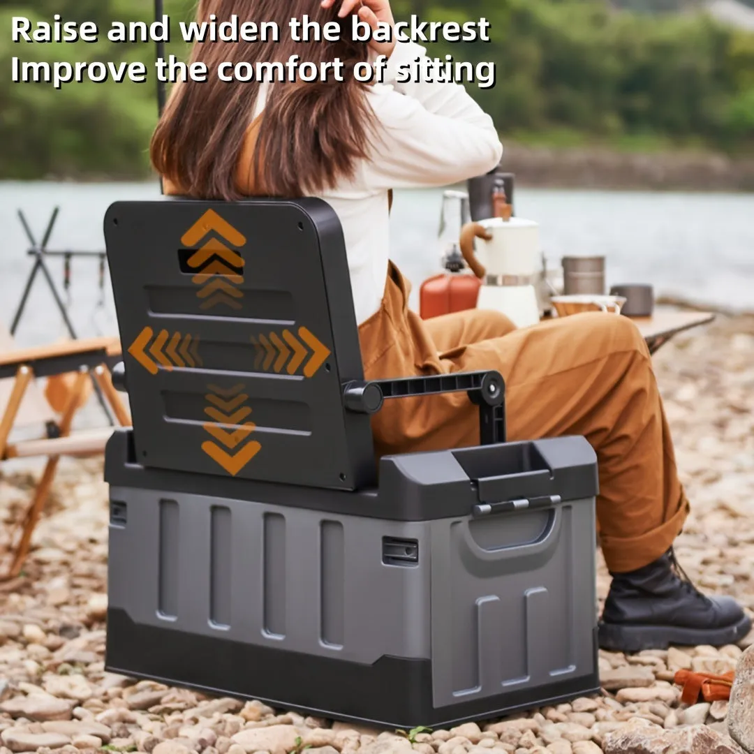 Folding Storage Stool with Backrest
