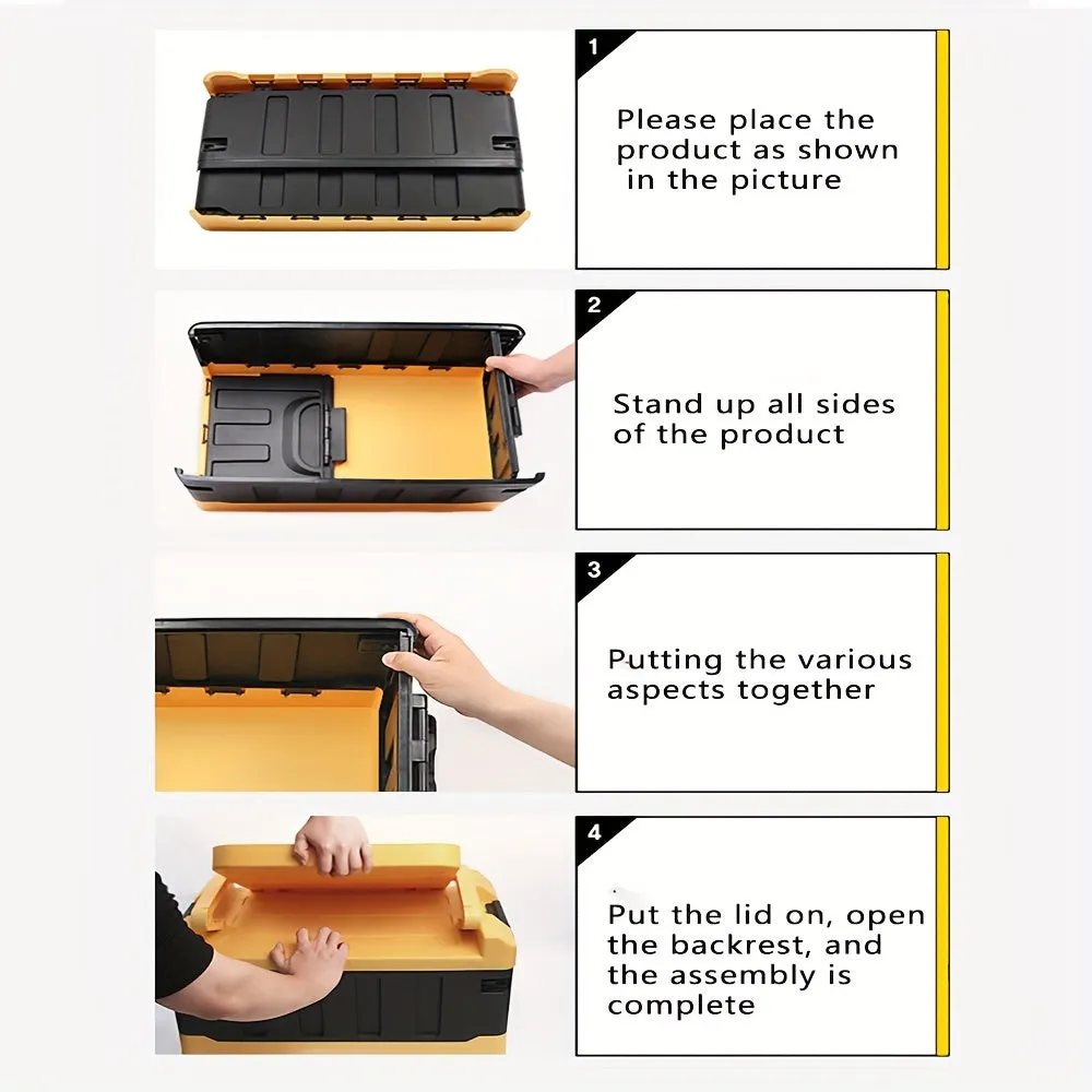 Folding Storage Stool with Backrest