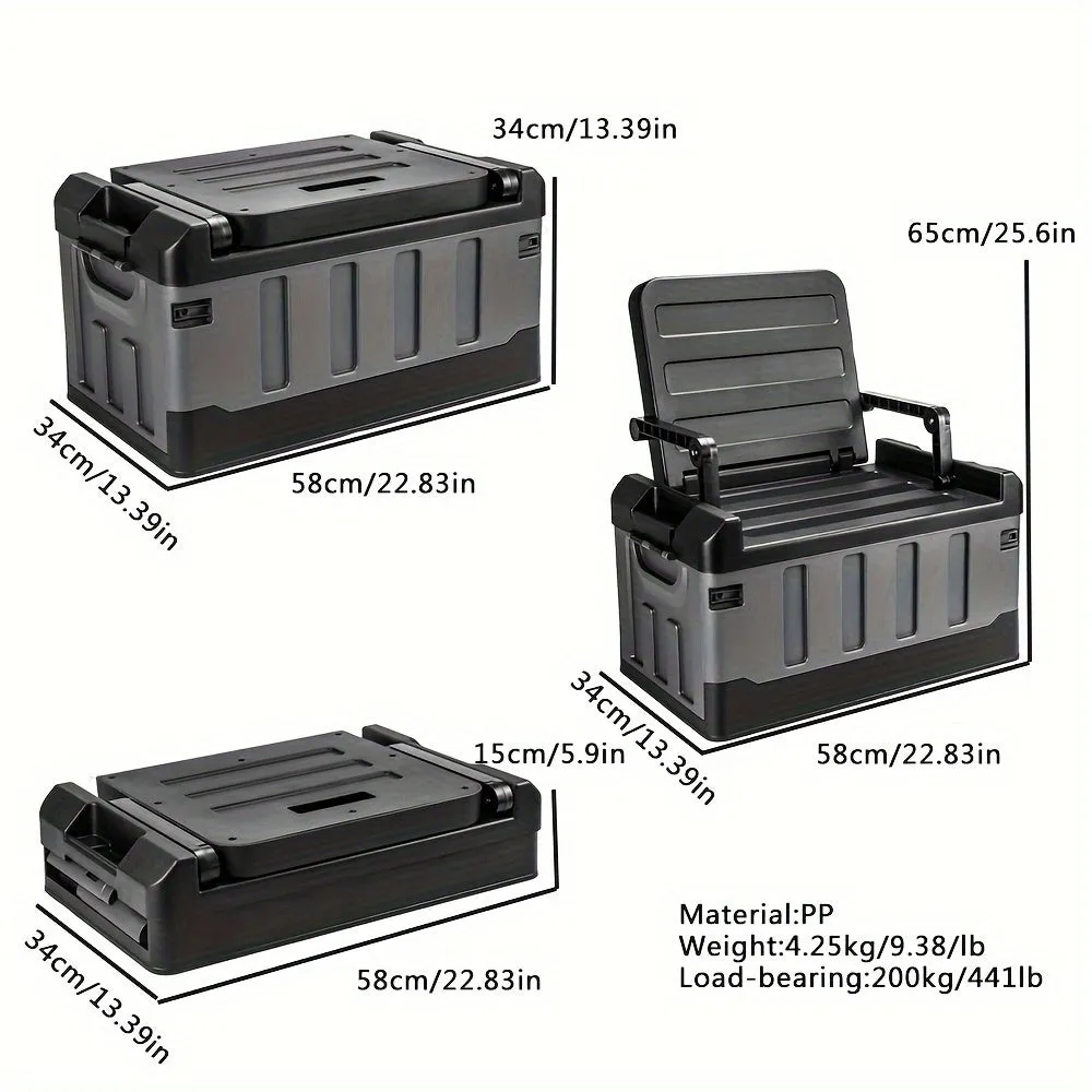 Folding Storage Stool with Backrest