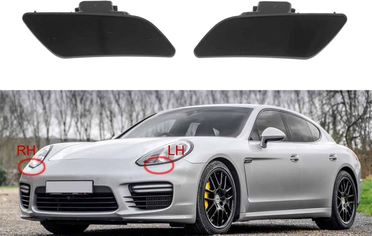 for Porsche for Panamera 2014 2015 2016 Unpainted Front Bumper Headlight Headlamp Washer Spray Nozzle Cover Jet Cap Lid Headlamp Washer Cover
