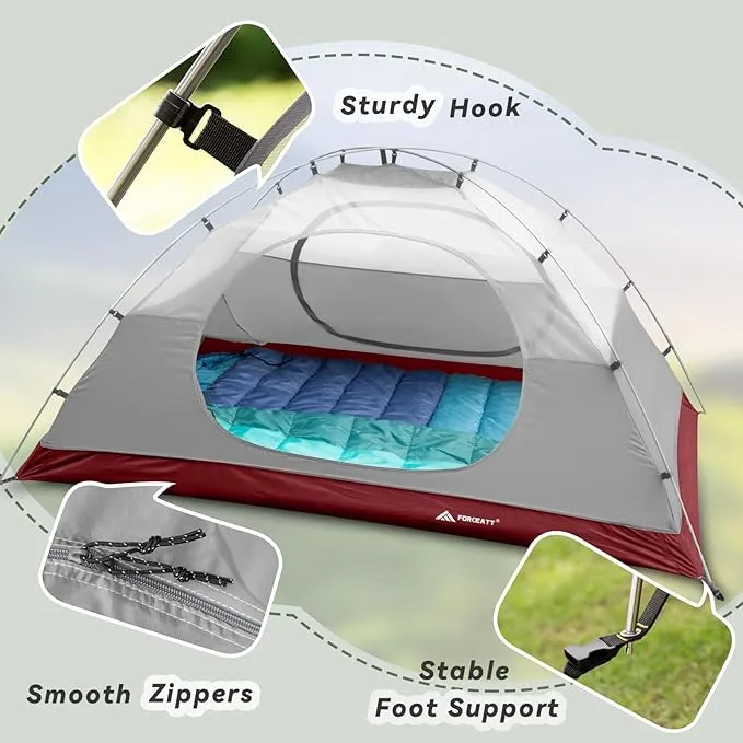 Forceatt Camping Tent 2/3/4 Person, Professional Waterproof & Windproof Lightweight Backpacking Tent Suitable for Outdoor,Hiking,Camping, Mountaineering and Travel