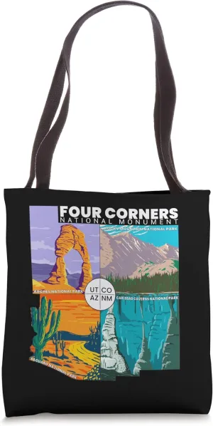 Four Corners National Monument With National Parks Vintage Tote Bag