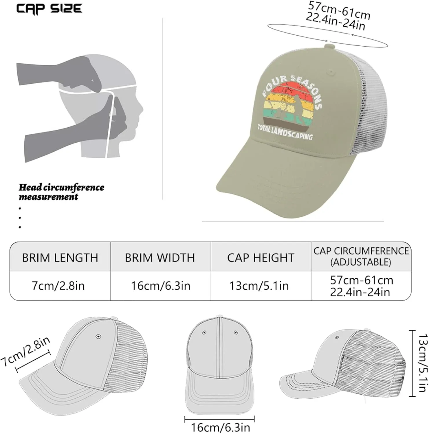 Four Seasons Total Landscaping Cap Camping Hat Apricot Womens Golf Hat Gifts for Dad Cool Cap