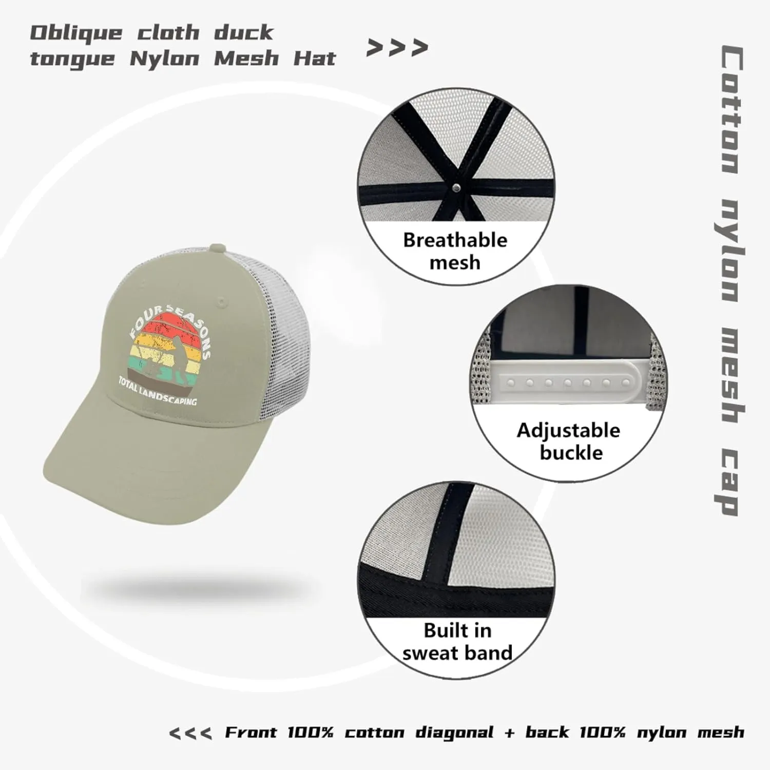 Four Seasons Total Landscaping Cap Camping Hat Apricot Womens Golf Hat Gifts for Dad Cool Cap