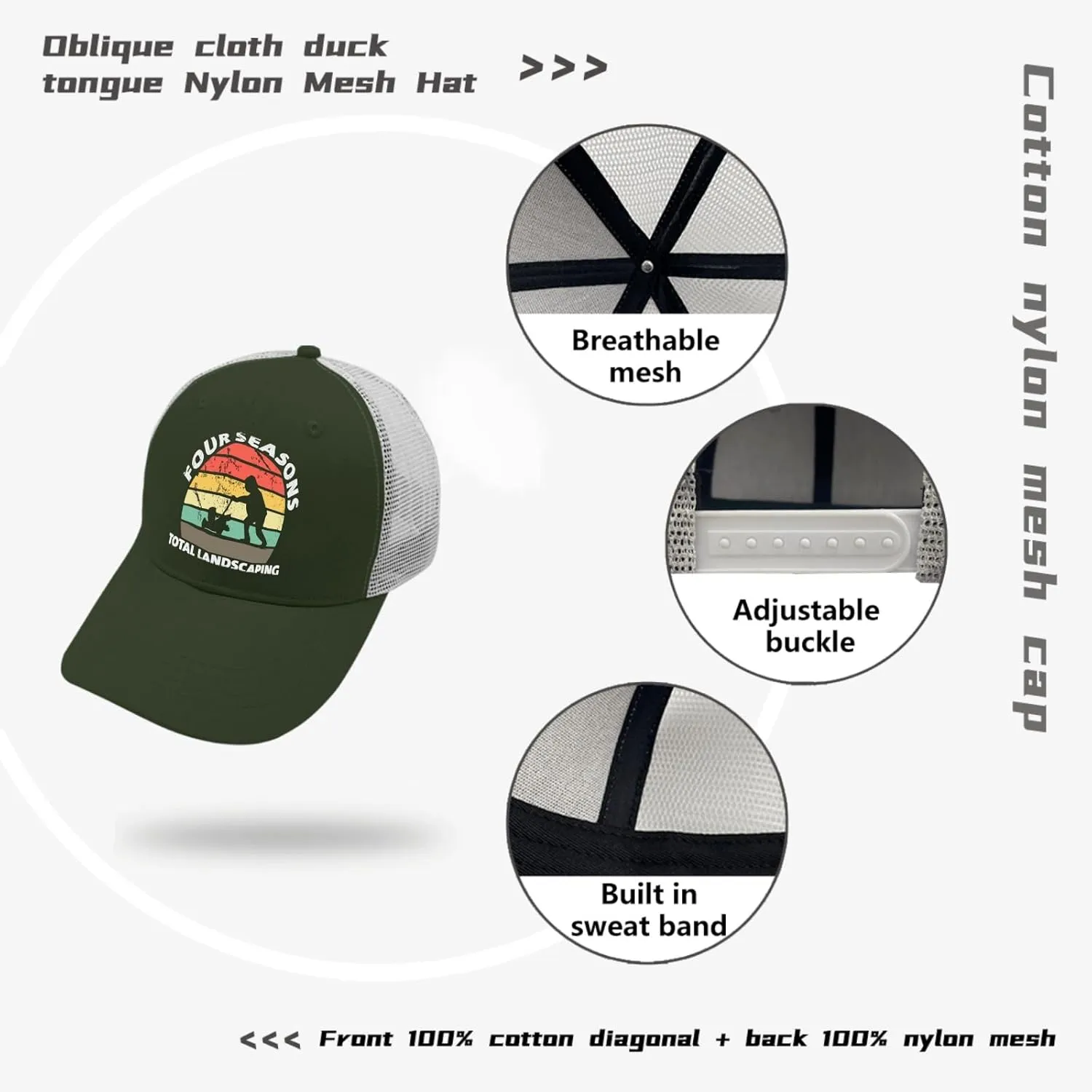 Four Seasons Total Landscaping Cap Camping Hat Apricot Womens Golf Hat Gifts for Dad Cool Cap