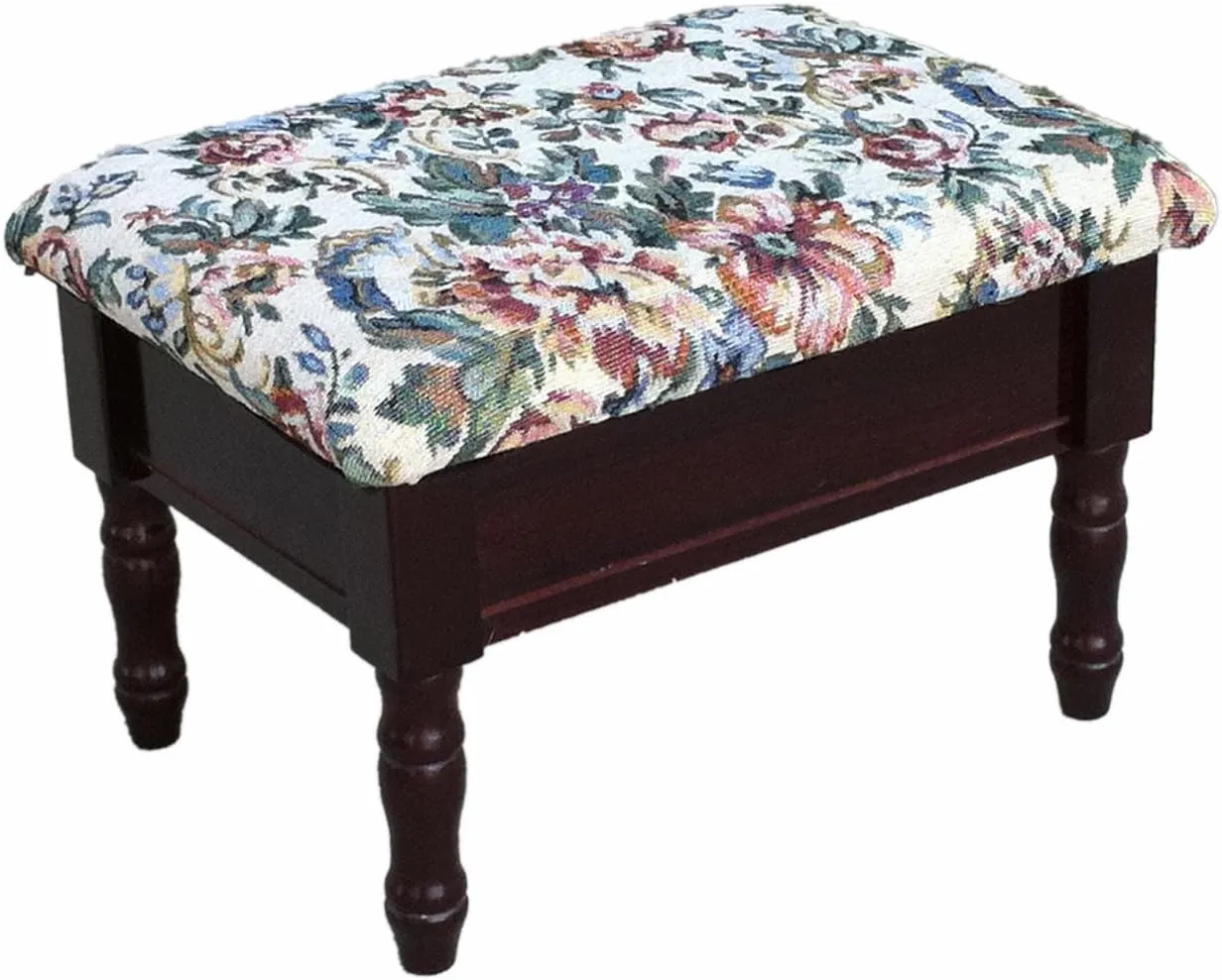 Frenchi Furniture Foot Stool, 13.2"D x 17.84"W x 5.12"H, Cherry