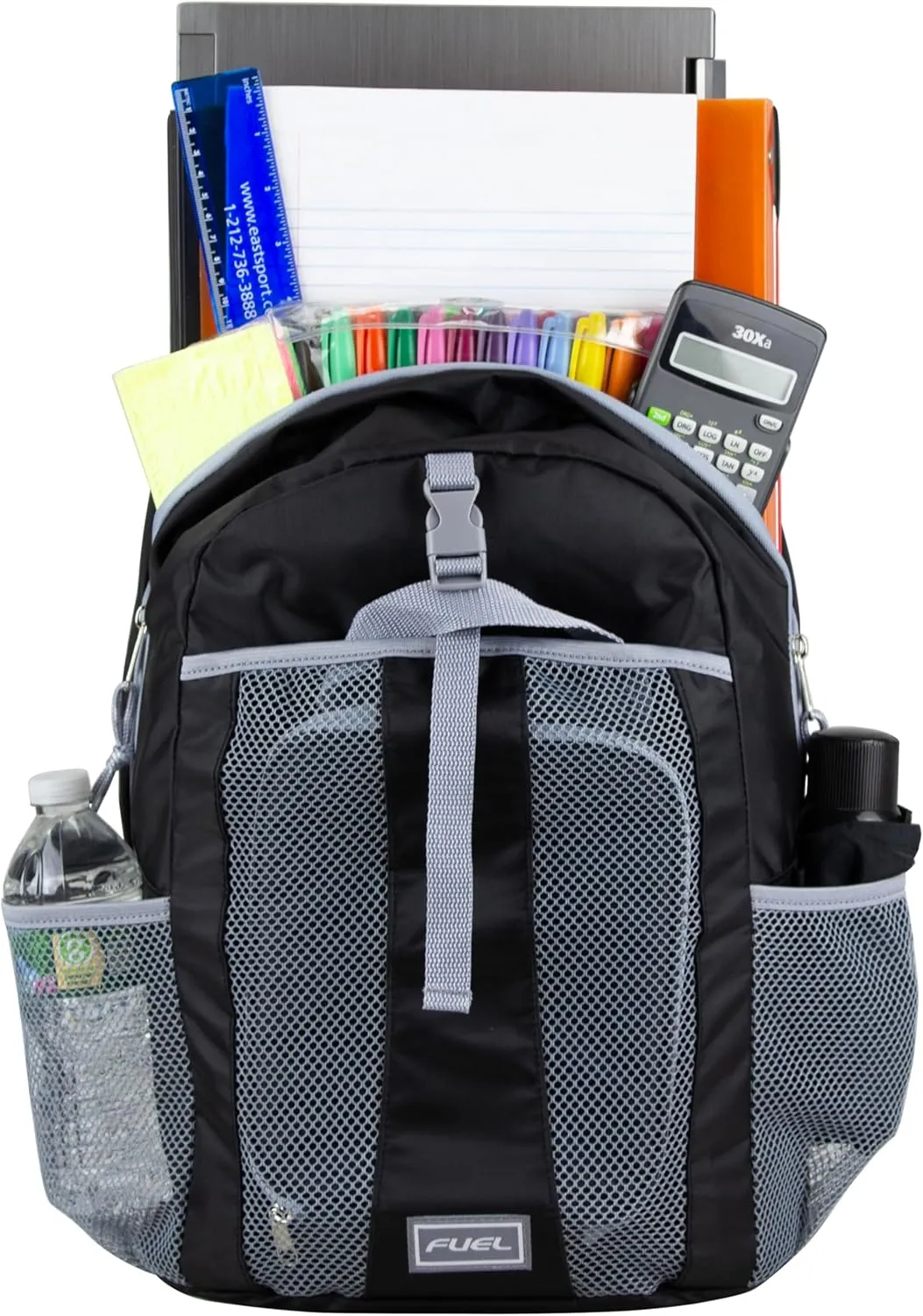 FUEL Lunch Backpack Set Water Resistant Dome Bookbag Bag Soft Reusable Insulated Cooler Lunch Box Thermal Travel Office Lunch Bag, Black