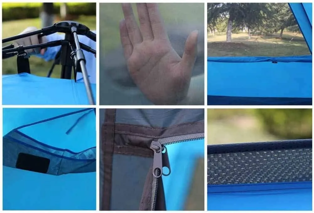 Fully Automatic Tent, Quick Open Waterproof Sunscreen Tent,Camping Family Tent, Ventilation Durable Easy to Install Quickly,Blue