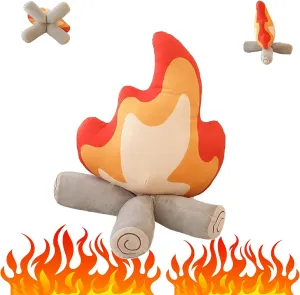 Funny Campfire Plush,17.7 in Simulation Fake Campfire Pillow, Soft Stuffed Cartoon Fire Doll Campfire Firewood Toys, Simulation Bonfire Plush Toy for Outdoor Camping Room Decor Kids Gifts (11.8 in)-1
