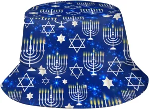 Funny Hanukkah Menorah Bucket Hat Packable Fashion Fisherman Hat Travel Beach Sun Hat