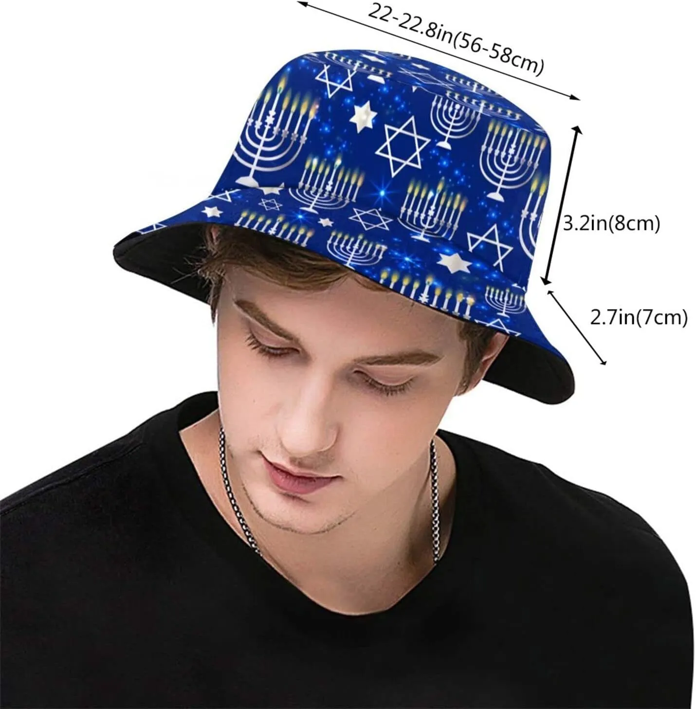 Funny Hanukkah Menorah Bucket Hat Packable Fashion Fisherman Hat Travel Beach Sun Hat