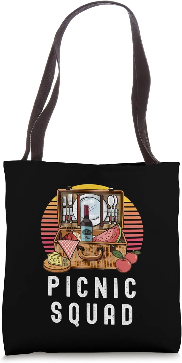 Funny Picnic Squad Lake Park Picnicking Summer Party Tote Bag