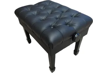 Genuine Leather Adjustable Deluxe Pillow Top Artist Concert Piano Bench Stool in Ebony
