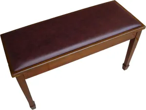 Genuine Leather Walnut Concert Grand Duet Piano Bench Stool with Music Storage