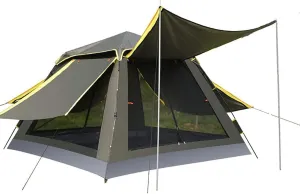 GeRRiT 3-4 Person Pop Up Tent Automatic Instant Camping Tent Quick Opening Waterproof Outdoor Tent 4 Season Travel Tent with Carry Bag for Hiking, Traveling or Beach, Army Green
