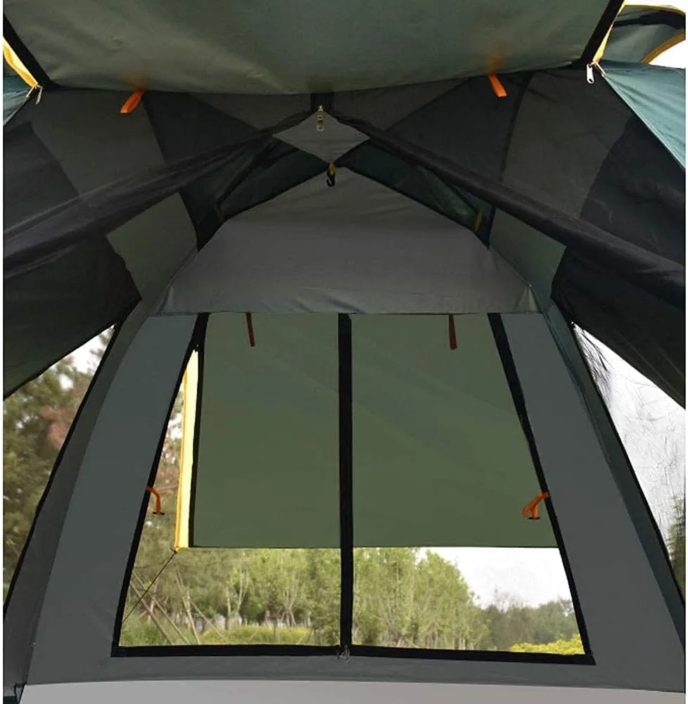 GeRRiT 3-4 Person Pop Up Tent Automatic Instant Camping Tent Quick Opening Waterproof Outdoor Tent 4 Season Travel Tent with Carry Bag for Hiking, Traveling or Beach, Army Green
