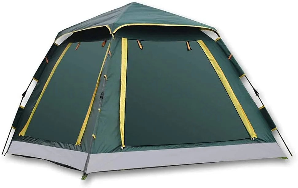 GeRRiT 3-4 Person Pop Up Tent Automatic Instant Camping Tent Quick Opening Waterproof Outdoor Tent 4 Season Travel Tent with Carry Bag for Hiking, Traveling or Beach, Army Green