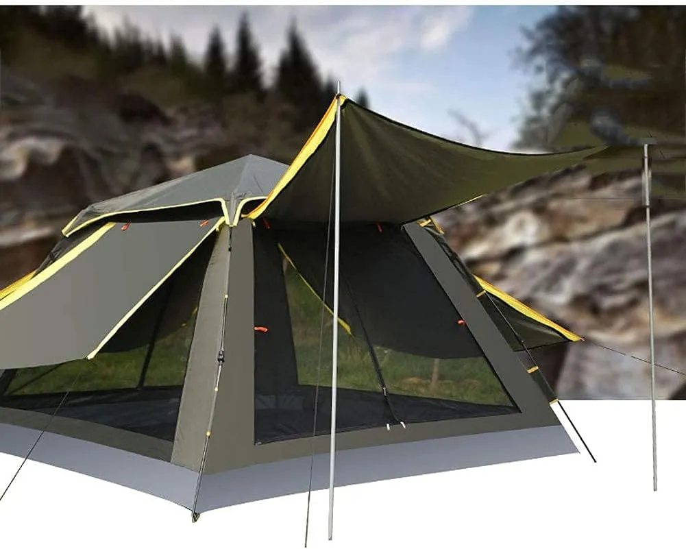 GeRRiT 3-4 Person Pop Up Tent Automatic Instant Camping Tent Quick Opening Waterproof Outdoor Tent 4 Season Travel Tent with Carry Bag for Hiking, Traveling or Beach, Army Green
