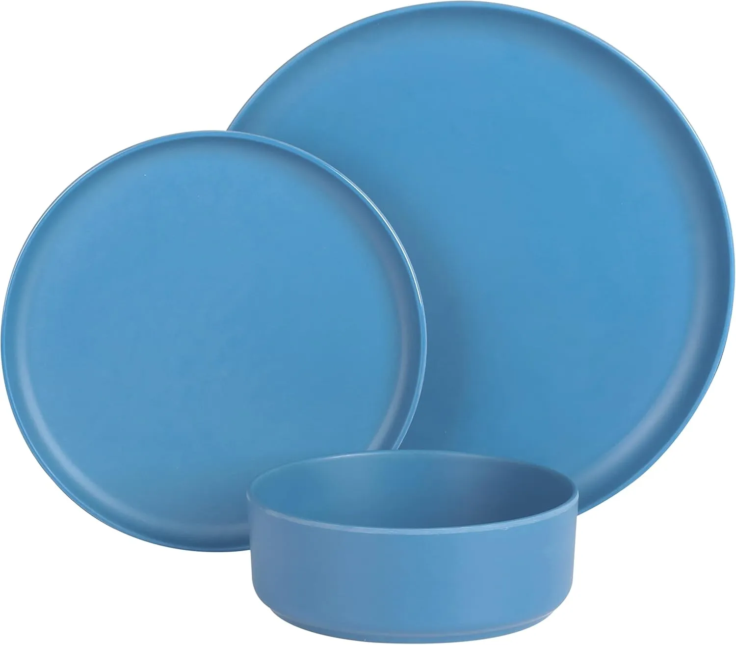 Gibson Home Canyon Crest Stackable Matte Melamine Set - Blue, Service for Four (12pcs)