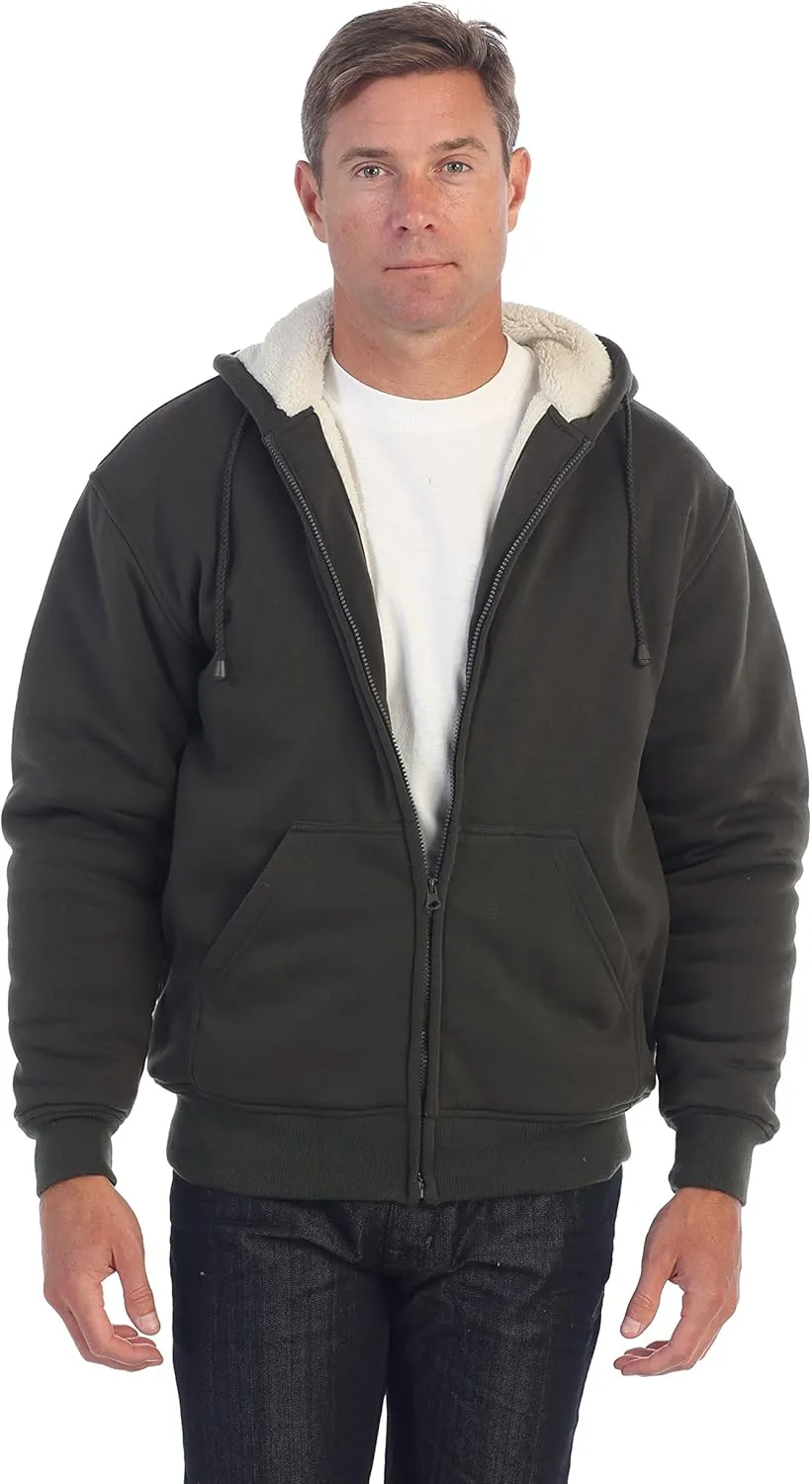 Gioberti Men's Soft Heavyweight Sherpa Lined Fleece Hoodie Jacket