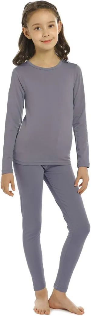 Girls Thermal Underwear Set for Kids Long Johns Fleece Lined Base Layer Top & Bottom Cold Winter Thermals