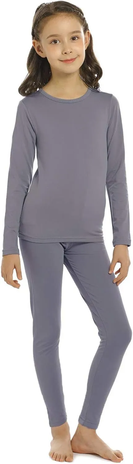 Girls Thermal Underwear Set for Kids Long Johns Fleece Lined Base Layer Top & Bottom Cold Winter Thermals