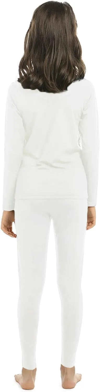 Girls Thermal Underwear Set for Kids Long Johns Fleece Lined Base Layer Top & Bottom Cold Winter Thermals